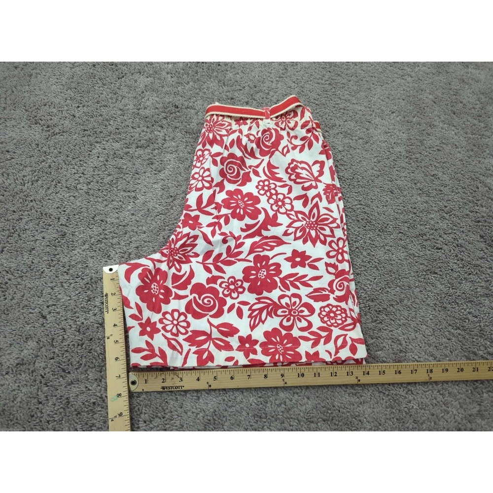 Bobbie Brooks Skort Womens Large Red Floral Elastic Waist Belted Casual‎ - Picture 5 of 6